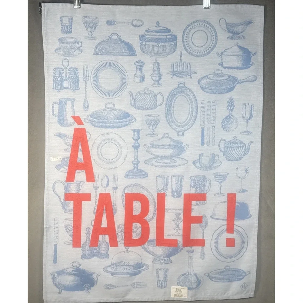 NWT New Le Jacquard Francais A Table! Tea Towel Blue 31